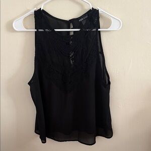 Wet Seal Black Sleeveless Lace Blouse